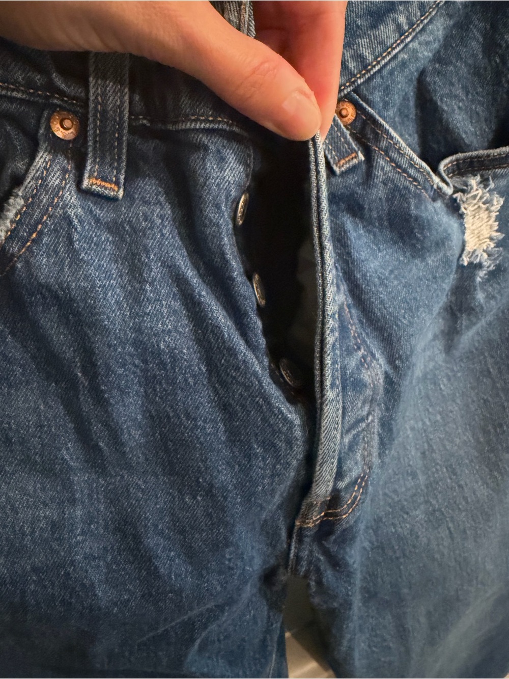 Levi's Blue 501 High-Rise Straight Jeans - Picture 2 of 7